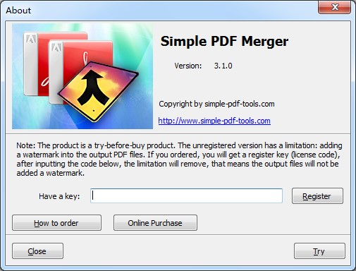 register information for simple pdf tools