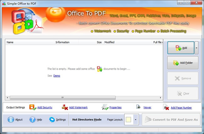 Simple Office to PDF conversion