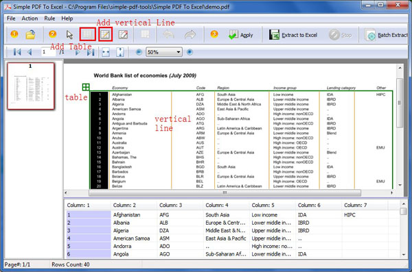 simple convert PDF to Excel
