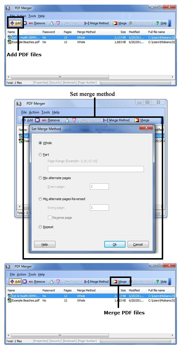 steps for Simple PDF Merger