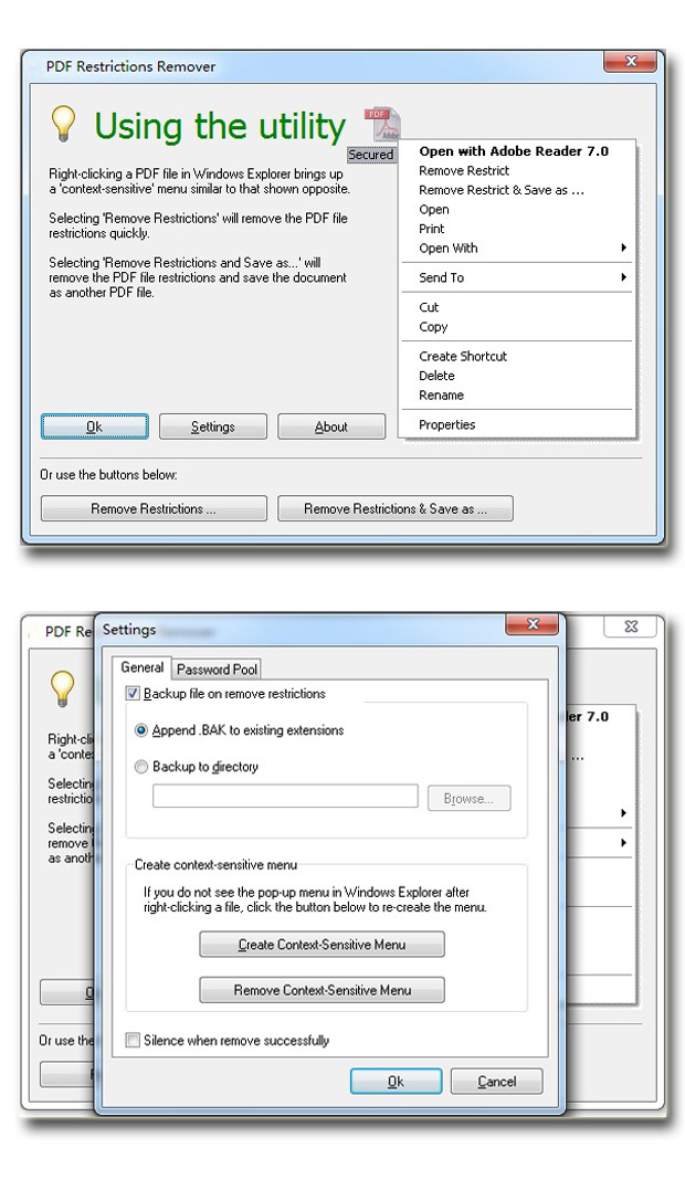 screenshots for simple-pdf-restriction-remover