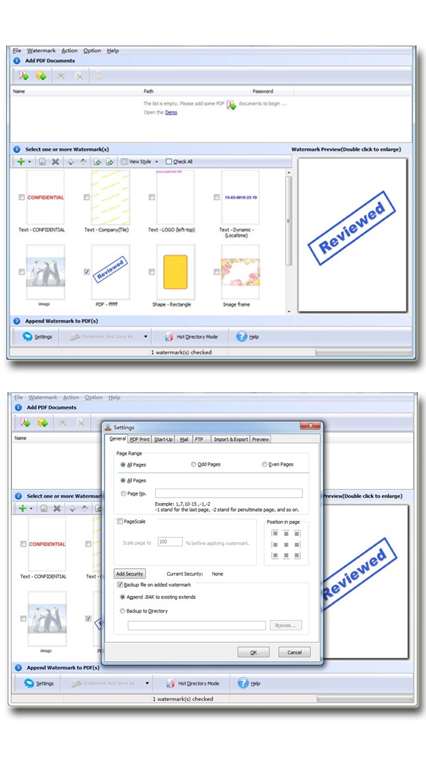 screenshots for simple-pdf-watermark